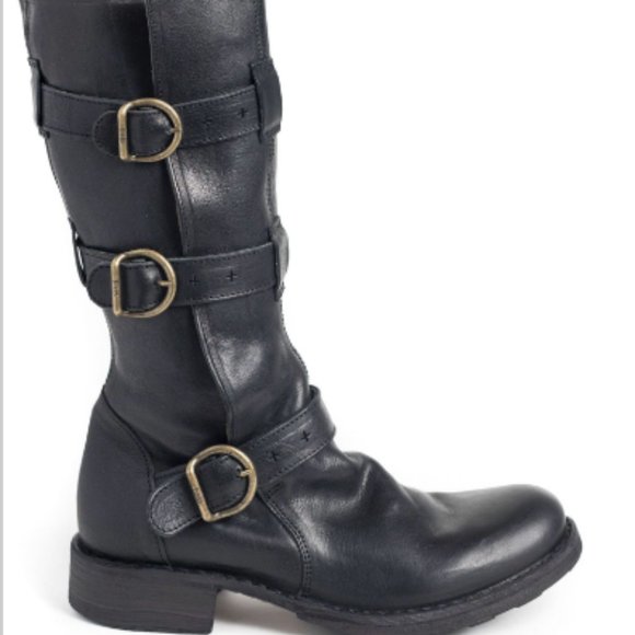 Fiorentini + Baker Shoes - Fiorentini and Baker 7040-15 Triple Buckle Boot in Black Size 8.5